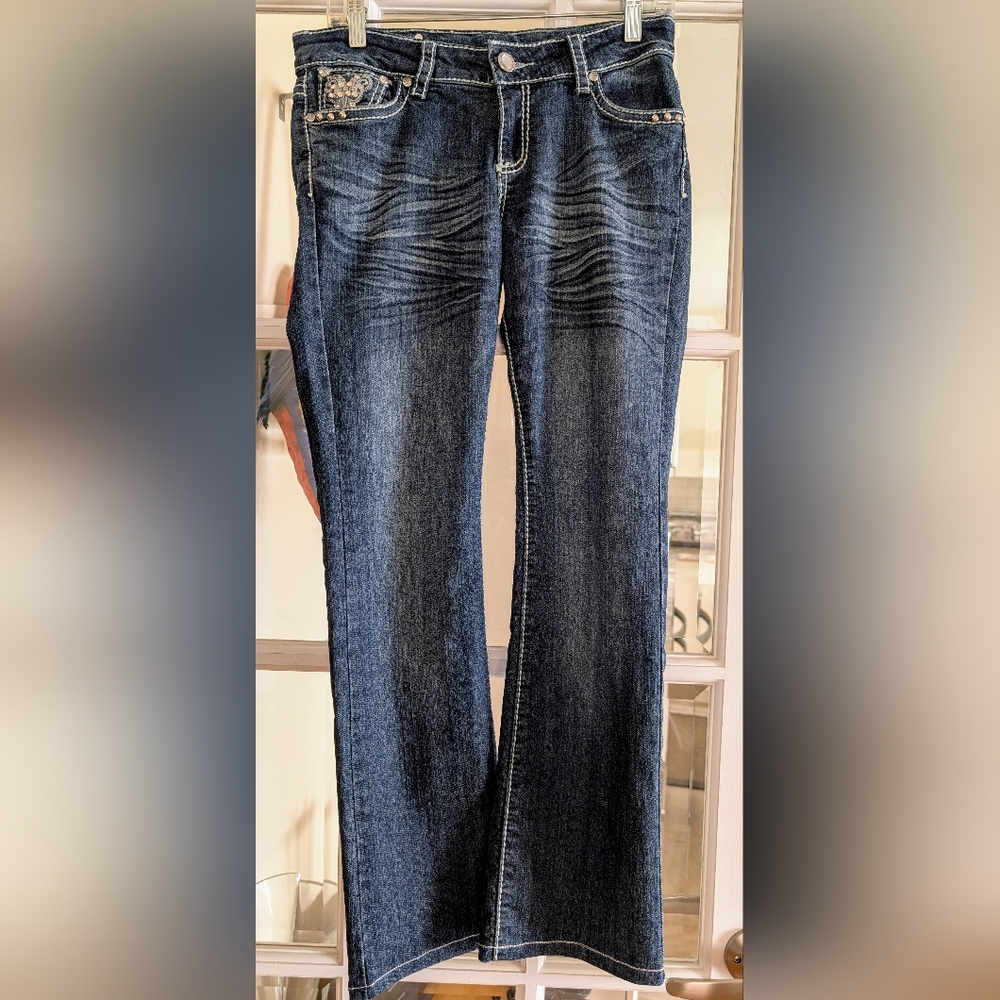 Elegant Dark Blue Straight Leg Women's Jeans